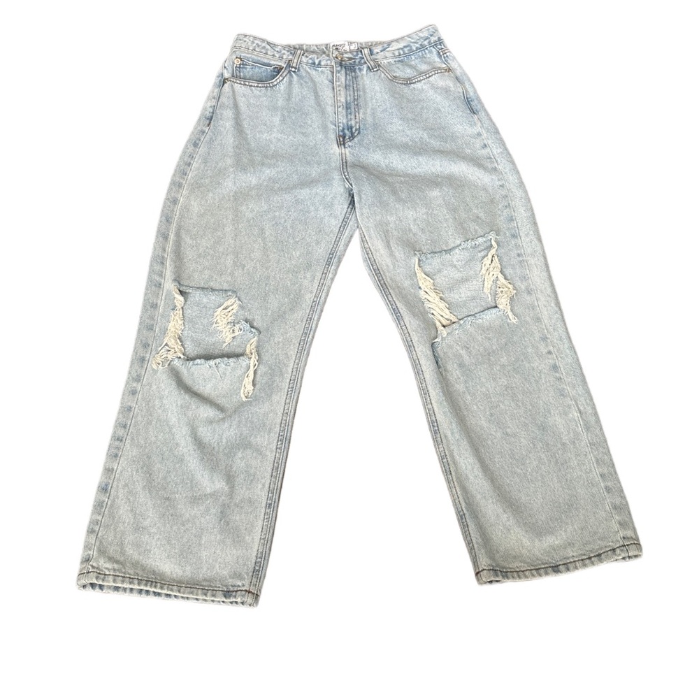 Princess Polly | Light Blue Distressed Mid Rise Mom Jeans - Picture 3 of 6